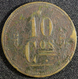 COSTA RICA Bronze Token 1800's M.J. ZAMORA HEREDIA 10 C os. 22.2mm (23 251)