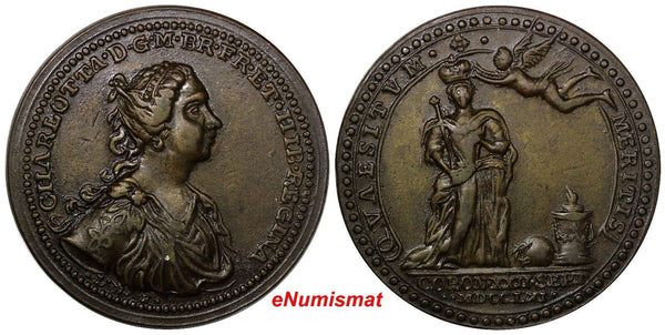 GREAT BRITAIN 1761 CORONATION MEDAL OF CHARLOTTE 34mm By Lorenz Natter. (10 584)