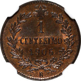 Italy Vittorio Emanuele III 1905 R 1 Centesimo NGC MS65 BN TOP GRADED KM# 35 (2)