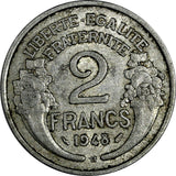 France Aluminum 1948 B 2 Francs 27 mm Beaumont-le-Roger KM# 886a.2 (18 088)
