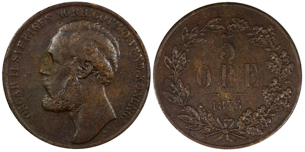 Sweden Oscar II Bronze 1873 5 Ore Mintage-783,000 27 mm KM# 730 (20 862)