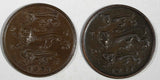 ESTONIA Bronze LOT OF 2 COINS 1931 5 Senti 23.3mm KM# 11 (19 568)