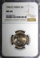 India-British George VI 1941 (C) 2 Annas Calcutta NGC MS64 NICE TONED KM# 541(7)