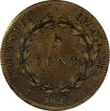 French Colonies Charles X Bronze 1828 5 Centimes Mint-501,000 XF KM# 10.1 (584)