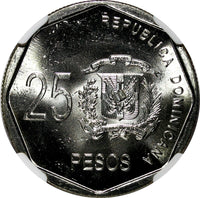 DOMINICAN REPUBLIC 2010 25 Pesos NGC MS65 Gregorio Luperón Spain Mint KM#107 (6)