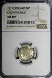 Finland Nicholas II Silver 1917 S 50 Penniä Civil War Issue NGC MS65+ KM# 20 (6)