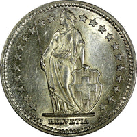 Switzerland Silver 1948 B 2 Francs Helvetia  KM# 21 (17 845)