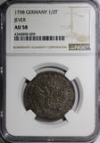 JEVER  RUSSIA 1798 1/2 TALER TOP GRADED BY NGC AU58 KM109 SCARCE LOW MINT (009)