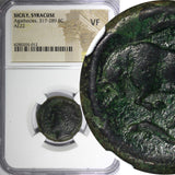 SYRACUSE, Sicily, Agathocles, 317 - 289 B.C. BRONZE AE22 NGC VF Sear#1195 (012)