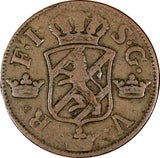 Sweden Frederick I 1749 2 Ore, S.M.Low Mintage-313,000 KM# 437(21 375)