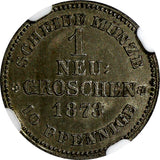 Germany SAXONY-ALBERTINE 1873-B Neu-Groschen NGC UNC DETAILS  KM# 1221 (102)