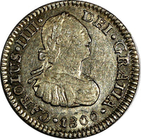 Mexico Charles IV Silver 1800 MO-FM 1/2 Real XF Cond. KEY SCARCE DATE KM# 72