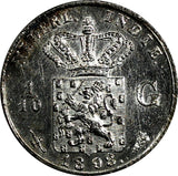Netherlands East Indies Wilhelmina I Silver 1898 1/10 Gulden aUNC KM# 304 (280)
