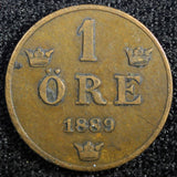 Sweden Oscar II Bronze 1889 1 Öre  Large letters KM# 750  (23 161)