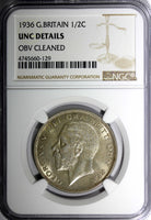 Great Britain George V Silver 1936 1/2 Crown NGC UNC DETAILS LAST YEAR KM835 (9)