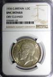 Great Britain George V Silver 1936 1/2 Crown NGC UNC DETAILS LAST YEAR KM835 (9)