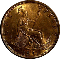 Great Britain Victoria (1837-1901) Bronze 1891 1 Penny KM# 755 (14 171)