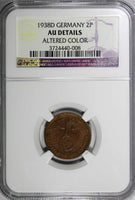 Germany,Third Reich 1938 D 2 Reichspfennig NGC AU DETAILS KM# 90 (008)