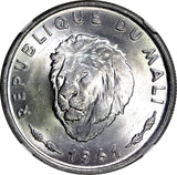 MALI Aluminium 1961 25 Francs Maliens NGC MS64 Lion's Head KM# 4 (077)