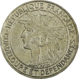 Guadeloupe 1921 1 Franc Mintage-700,000 XF  SCARCE KM# 46 (21 703)