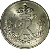 Denmark Frederik IX 1955 NS 10 Øre Last Year Type UNC KM# 841.1  (23 335)