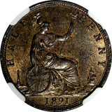 GREAT BRITAIN Victoria (1837-1901) Bronze 1891 1/2 Penny NGC MS64 BN KM# 754