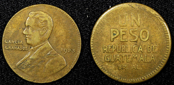 Guatemala Provisional Coinage Miguel Garcia Granados 1923 1 Peso KM# 233 (608)