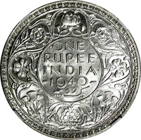 India-British George VI Silver 1940 (B) Rupee NGC MS62 Mint Luster KM# 556 (055)