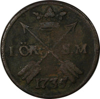 Sweden Frederick I Copper 1735 1 Ore, S.M. KM# 416.1 (10 231)