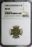 Guatemala 1989 5 Centavos Smaller letters.Dots NGC MS66 TOP GRADED KM# 276.4 (1)
