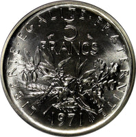 FRANCE Nickel 1971 5 Franc Pieforts PCGS SP69 Specimen TOP GRADED KM# P430 (93)