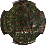 EASTERN ROMAN Theodosius I,AD 379-395 AE4 NUMMUS/Christian VICTORY ANGEL NGC(87)