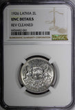 Latvia Silver 1926 2 Lati NGC UNC DETAILS 2 YEARS TYPE KM# 8 (041)