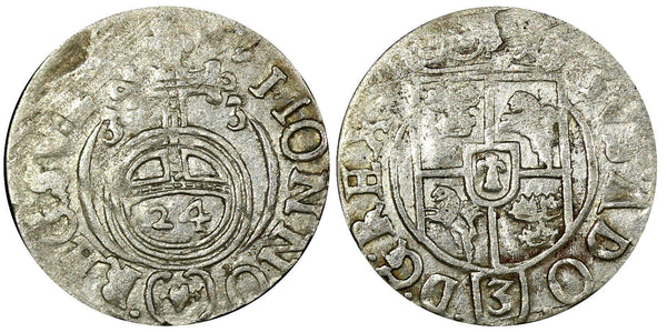 Poland King GUSTAF II ADOLF  of Sweden Silver 1633 1/24 Thaler Scarce KM# 41 (9)