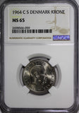 Denmark Frederik IX 1964 CS 1 Krone NGC MS65 TOP GRADED BY NGC KM# 851.1 (059)