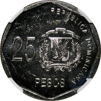 DOMINICAN REPUBLIC 2010 25 Pesos NGC MS63 Gregorio Luperón Spain Mint KM#107 (7)