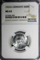 Germany, Weimar Republic 1923 A 200 Mark NGC MS63 23 mm KM# 35 (009)