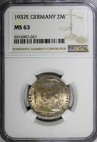 Germany-Third Reich Silver 1937 E 2 Reichs Mark NGC MS63 Hindenburg KM# 93 (037)