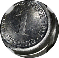 Germany-Empire Aluminum 1917-A 1 Pfennig NGC MINT ERROR MS63 WWI SCARCE KM#24(8)