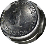 Germany-Empire Aluminum 1917-A 1 Pfennig NGC MINT ERROR MS63 WWI SCARCE KM#24(8)