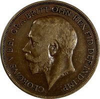 GREAT BRITAIN George V Bronze 1915 1 Penny KM# 810 (15 350)