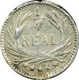 Guatemala Silver 1896  1/4 Real Toned KM# 162 (22 688)