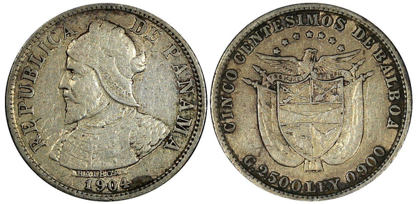 Panama Vasco Núñez de Balboa Silver 1904 5 Centesimos KM# 2 (21 786)