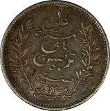 Tunisia Ali III Silver 1309 (1891) A 50 Centimes 1st Year Type XF  KM# 223 (945)