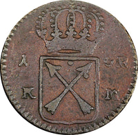 Sweden Ulrika Eleonora 1719 1 Ore OVERSTRUCK 1 Daler SM 1718 Lozenged KM364.2(1)