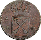 Sweden Ulrika Eleonora 1719 1 Ore OVERSTRUCK 1 Daler SM 1718 Lozenged KM364.2(1)