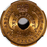 Nigeria Elizabeth II Bronze 1959 1/2 Penny NGC MS65 RD FULL RED KM# 1 (001)