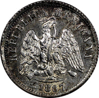 Mexico Silver 1887 Ca M 10 Centavos Mint-96,00 Chihuahua UNC KM# 403.1 (11 407)