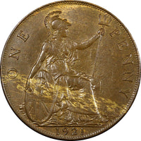 Great Britain George V (1910-1936) Bronze 1921 1 Penny aUNC KM# 810 (21 639)