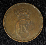 Denmark Christian IX Bronze 1906 VBP 2 Ore Last Year Type  KM# 793.2 (453)